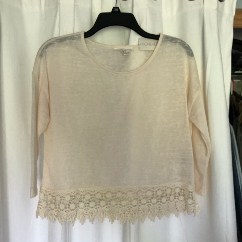 Cream Knit Crochet Crop Top